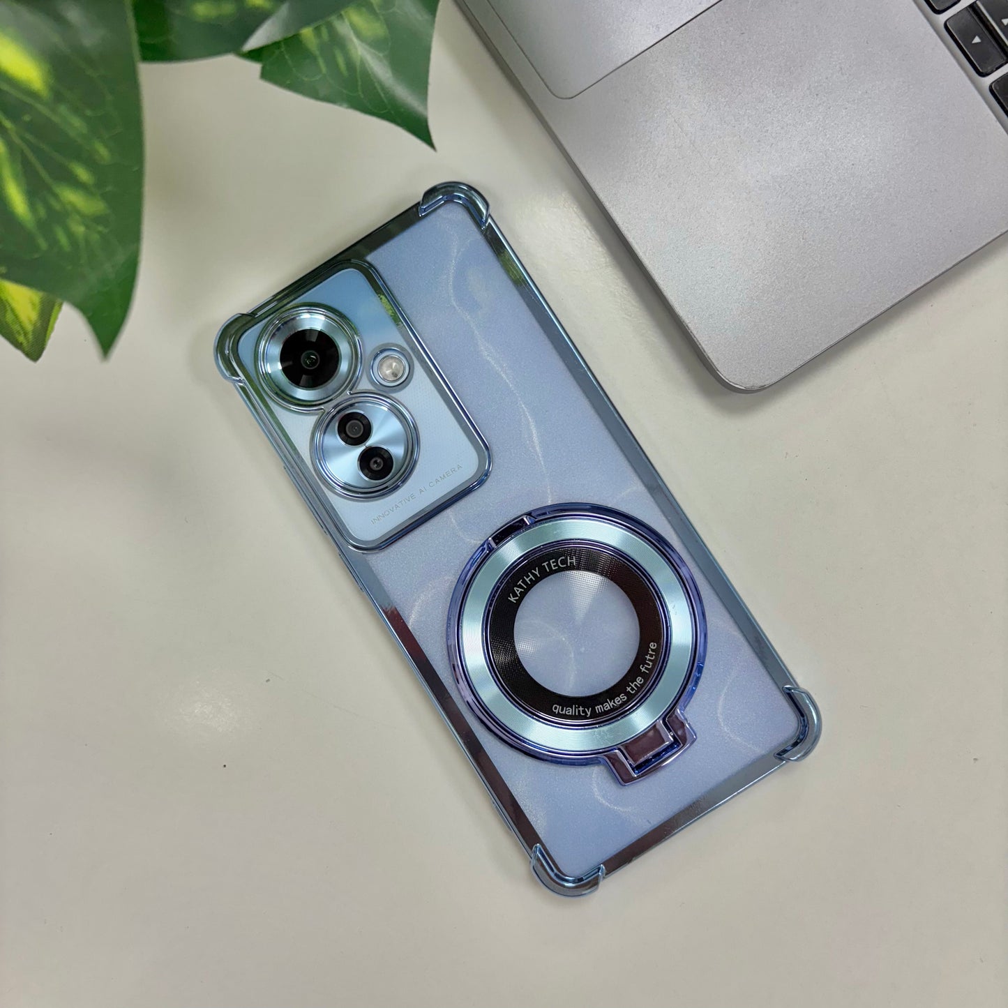 Oppo F25 Pro 5G Original Luxury Magnifier Ring Stand Shockproof Airbags Corner Case