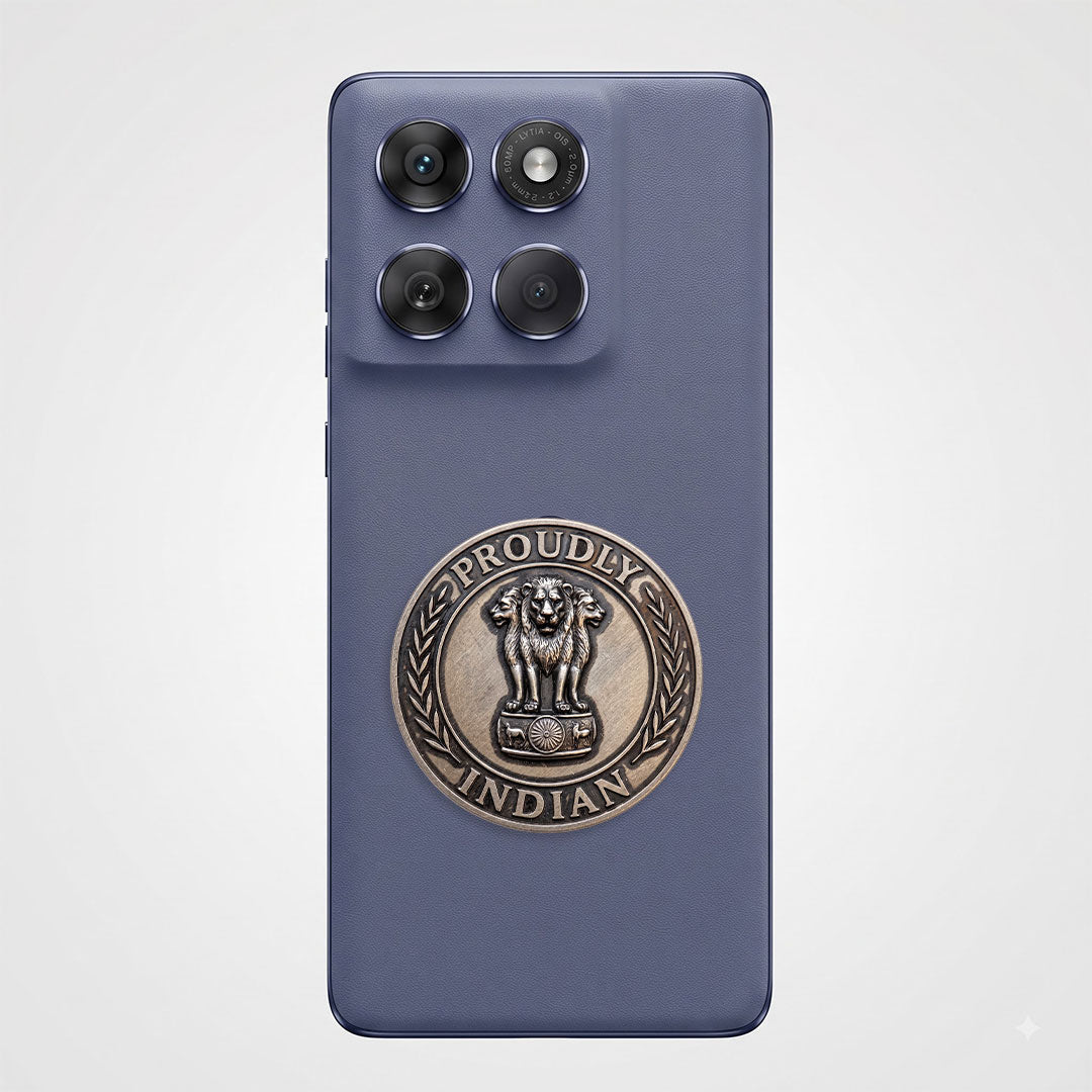 Motorola Edge 60 Pro 5G Compatible Satyamev Jayate 3D Metal Emblem Sticker