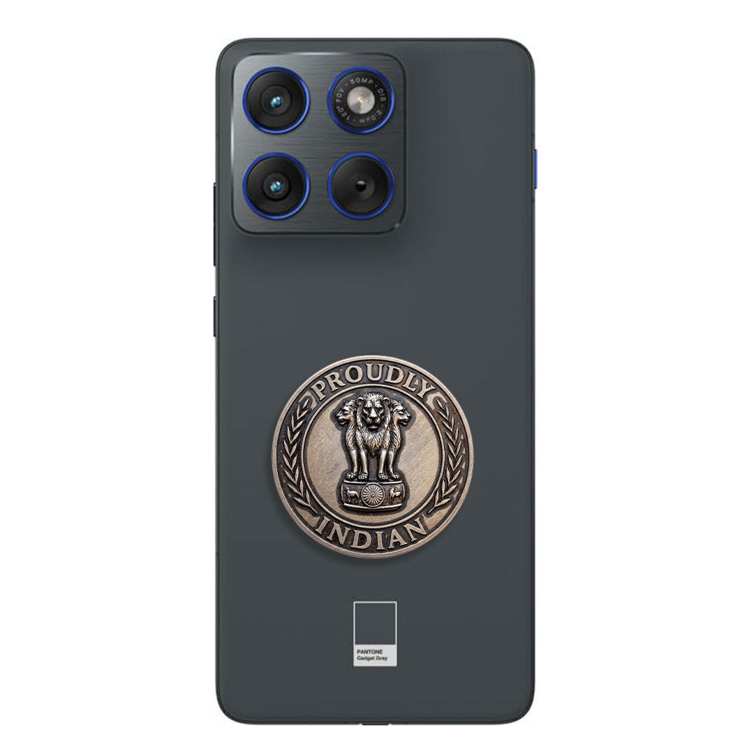Motorola Edge 70 5G Compatible Satyamev Jayate 3D Metal Emblem Sticker