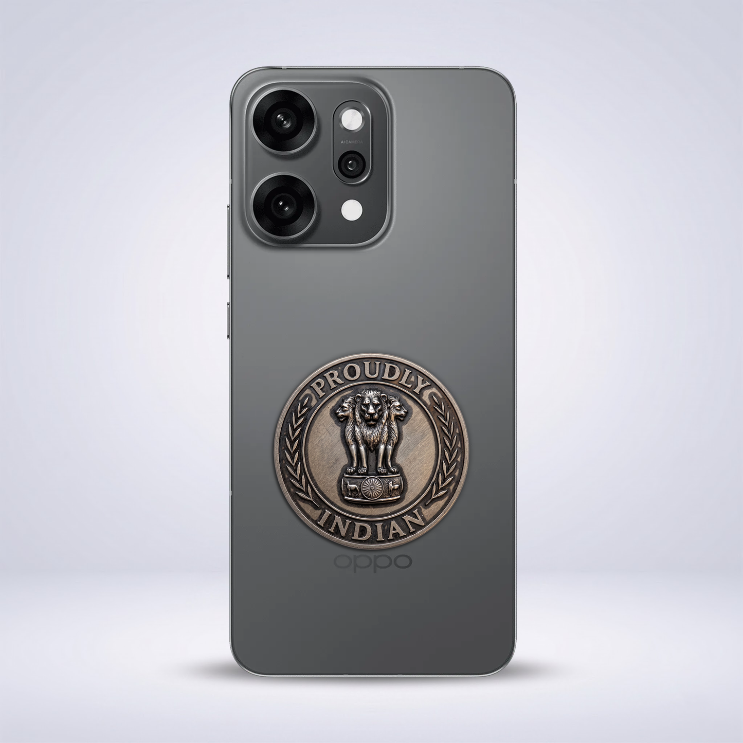 OPPO Reno 14 Pro 5G Compatible Satyamev Jayate 3D Metal Emblem Sticker