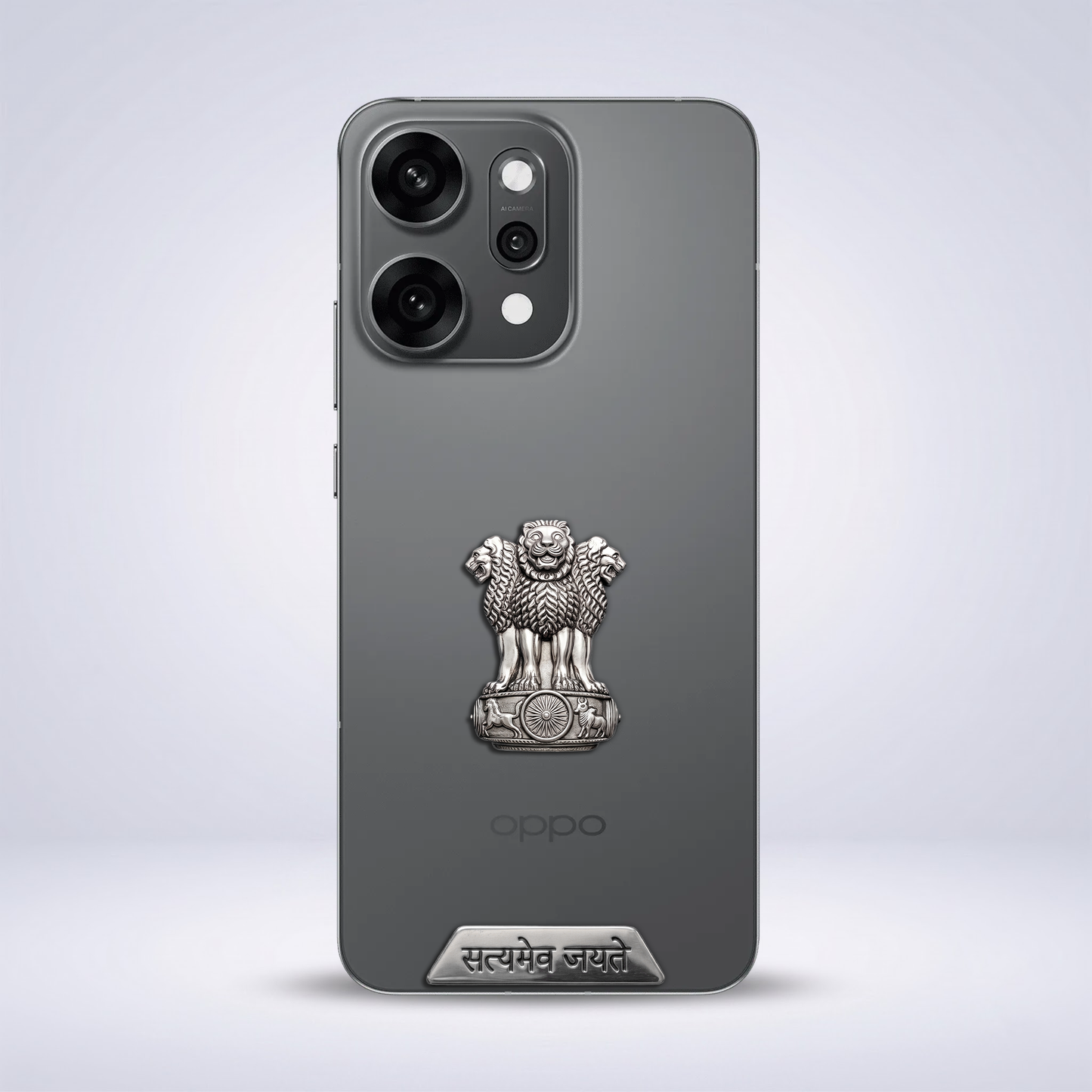 OPPO Reno 14 Pro 5G Compatible Satyamev Jayate 3D Metal Emblem Sticker