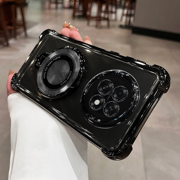 Oppo F31 Pro+ 5G Original Luxury Magnifier Ring Stand Shockproof Airbags Corner Case (Buy 1 Get 1 Free Surprise Cover)