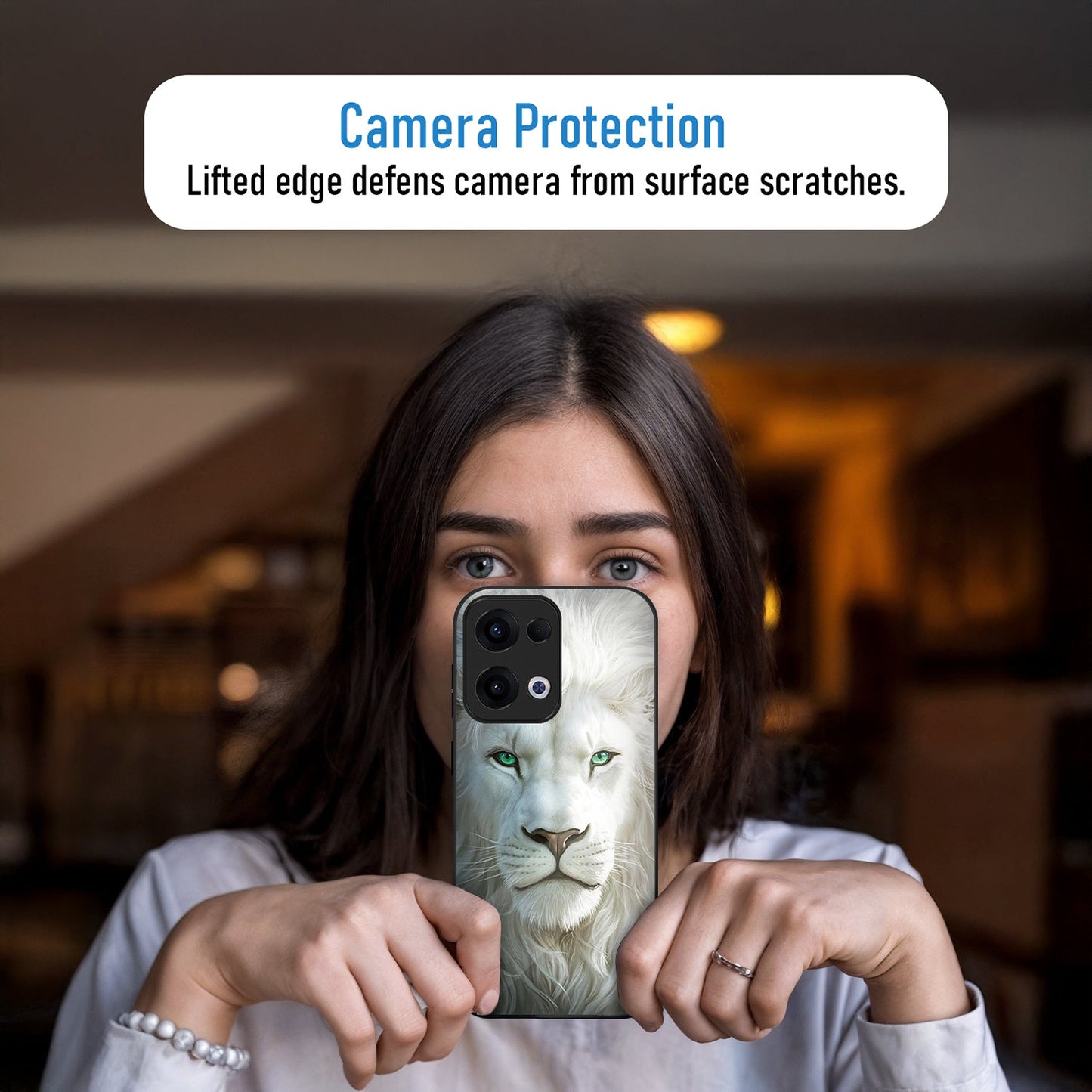 Oppo Reno 13 5G Premium Acrylic Shockproof Glass Back Case (Furry Elegance)