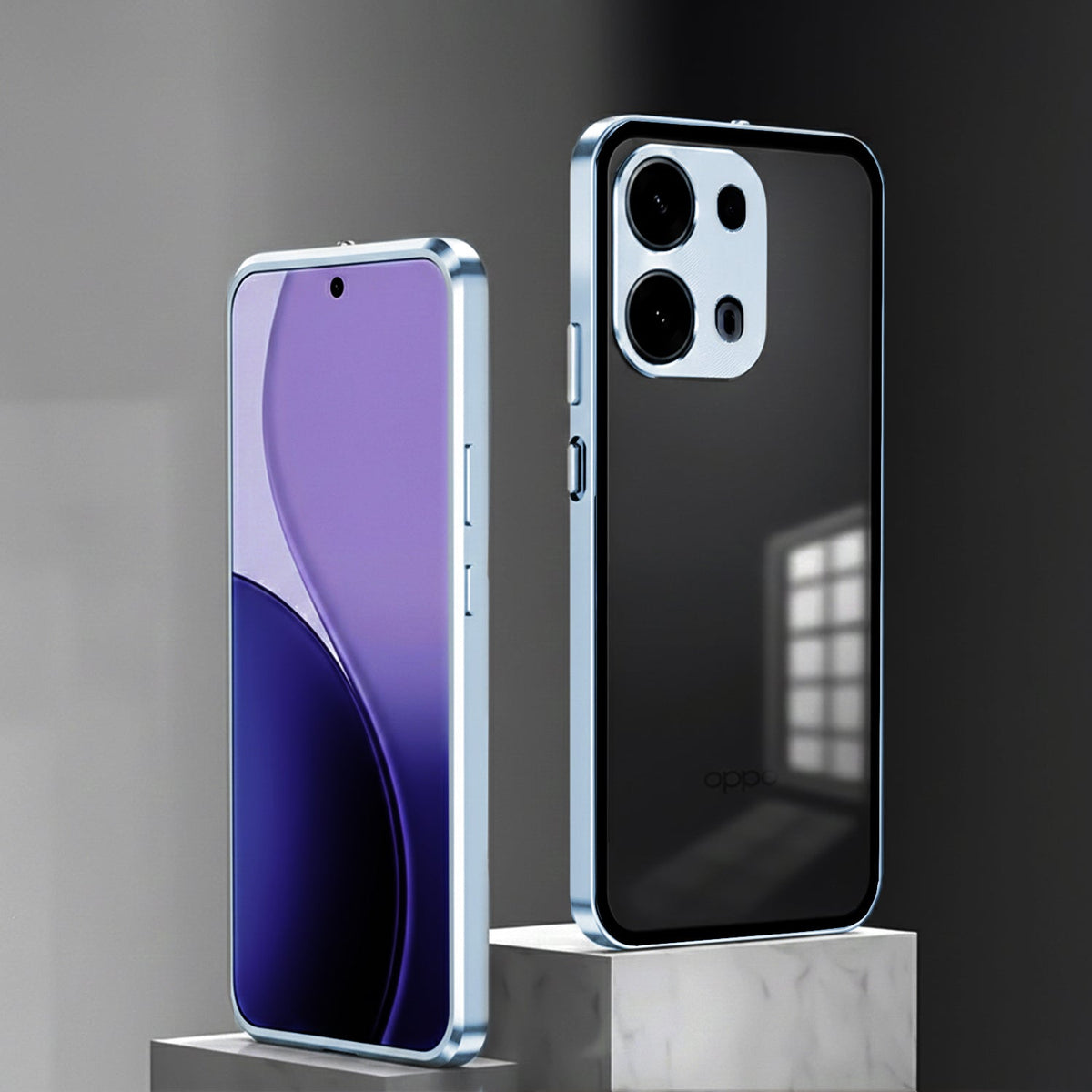 Oppo Reno 13 Pro 5G Aluminium Metal Bumper Shield Transparent Back Case