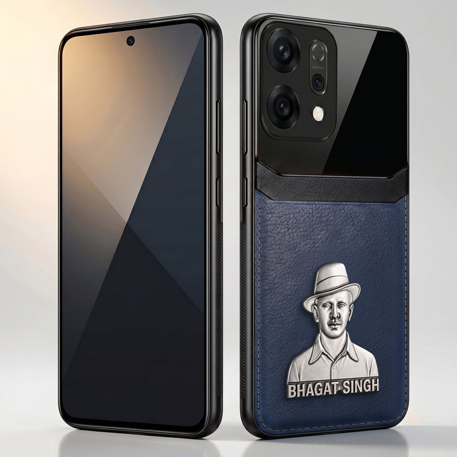 Oppo Reno 14 5G Shaheed Bhagat Singh 3D Metal Leather Back Case
