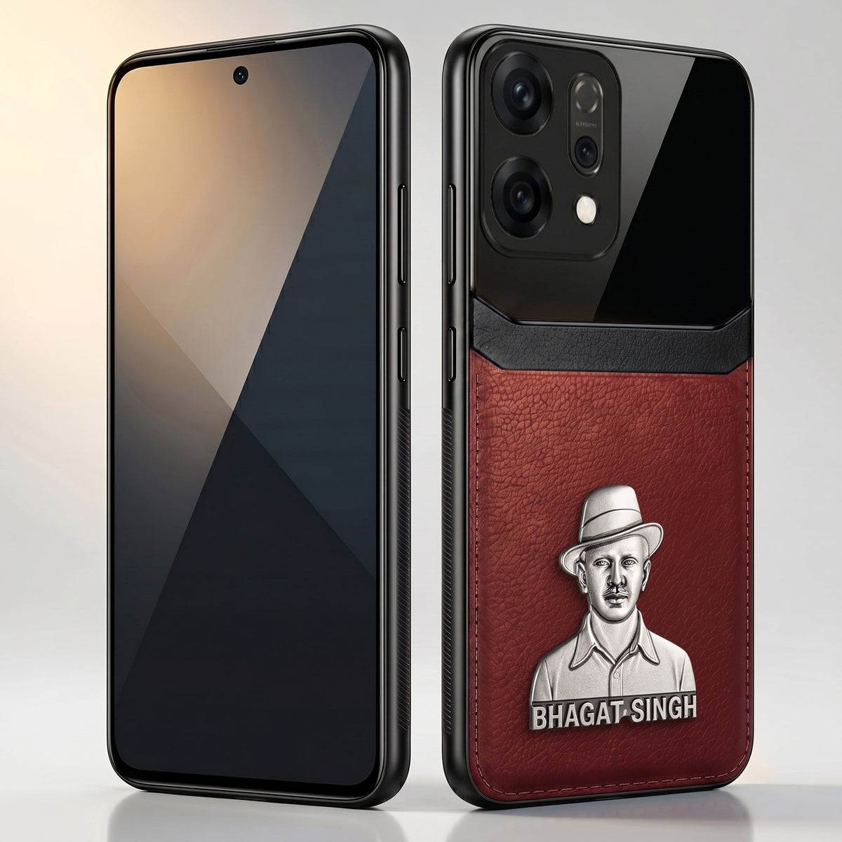 Oppo Reno 14 5G Shaheed Bhagat Singh 3D Metal Leather Back Case