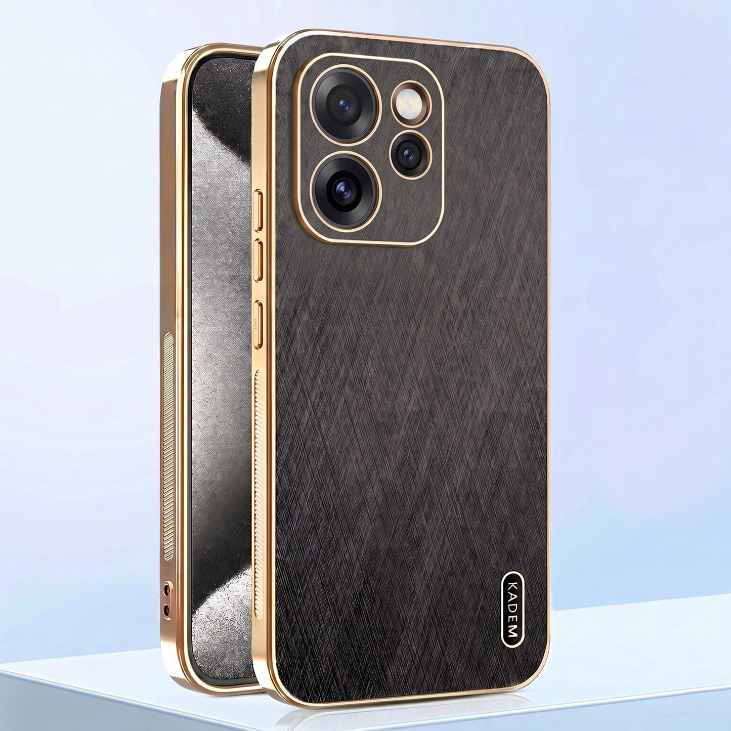 Oppo Reno 15 Pro Mini 5G Premium Electroplated Frame Gold Thread Pattern Soft Case