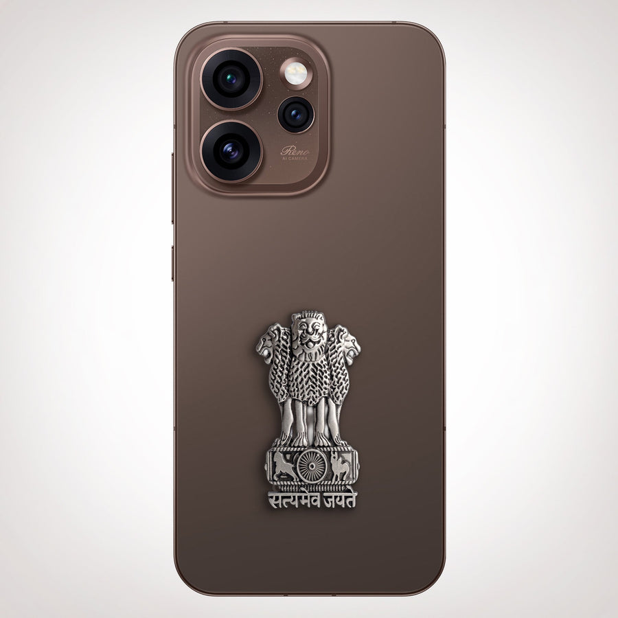 Oppo Reno 15 Pro 5G Compatible Satyamev Jayate 3D Metal Emblem Sticker
