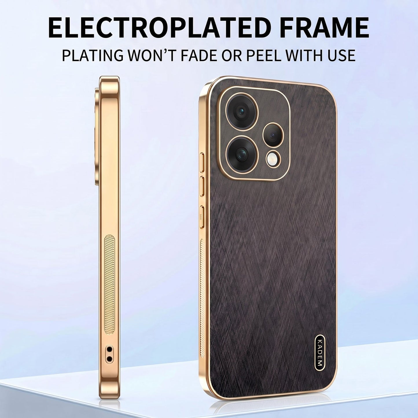 Oppo Reno 15 5G Premium Electroplated Frame Gold Thread Pattern Soft Case