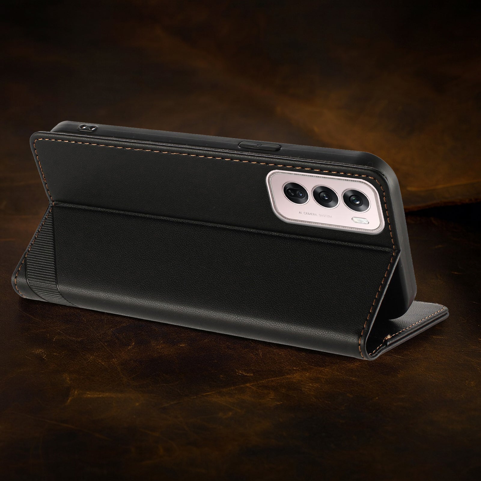 Oppo Reno 12 Pro 5G full-body protection case in retro PU leather