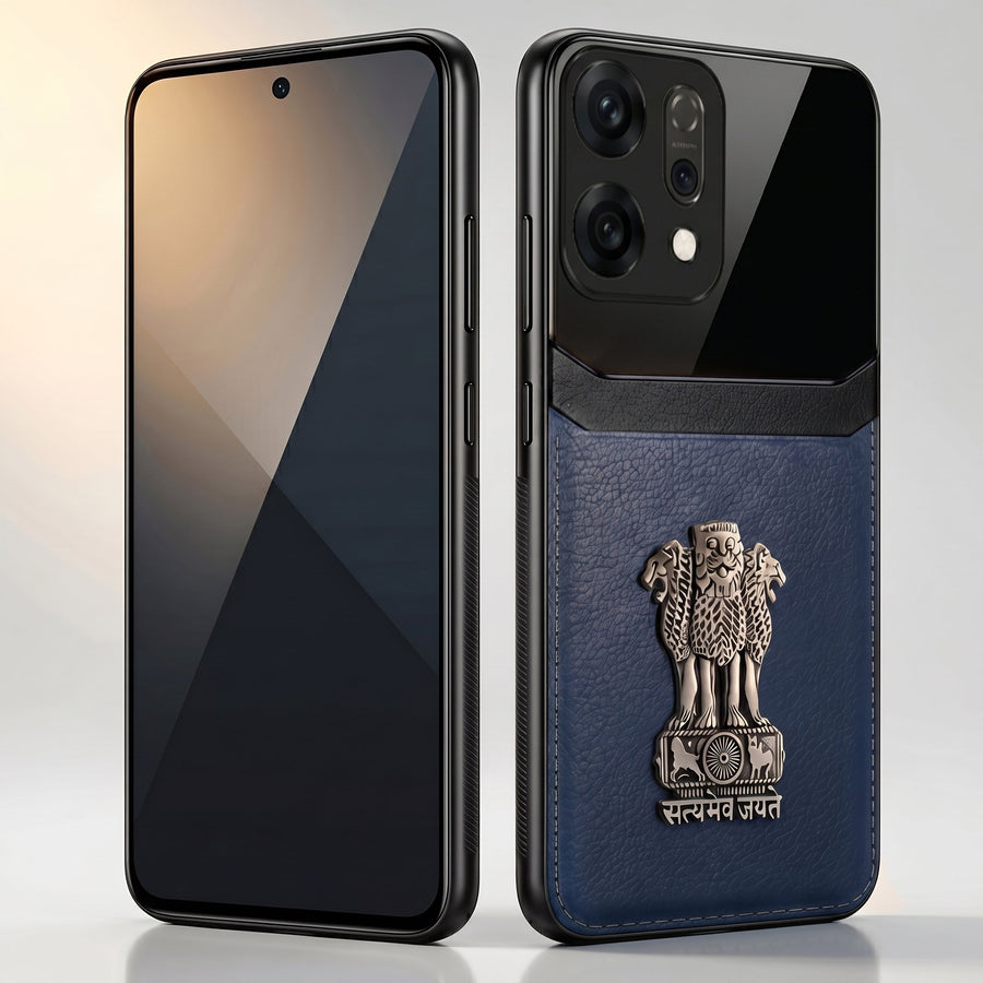 Oppo Reno 14 5G Satyamev Jayate 3D Metal Leather Back Case