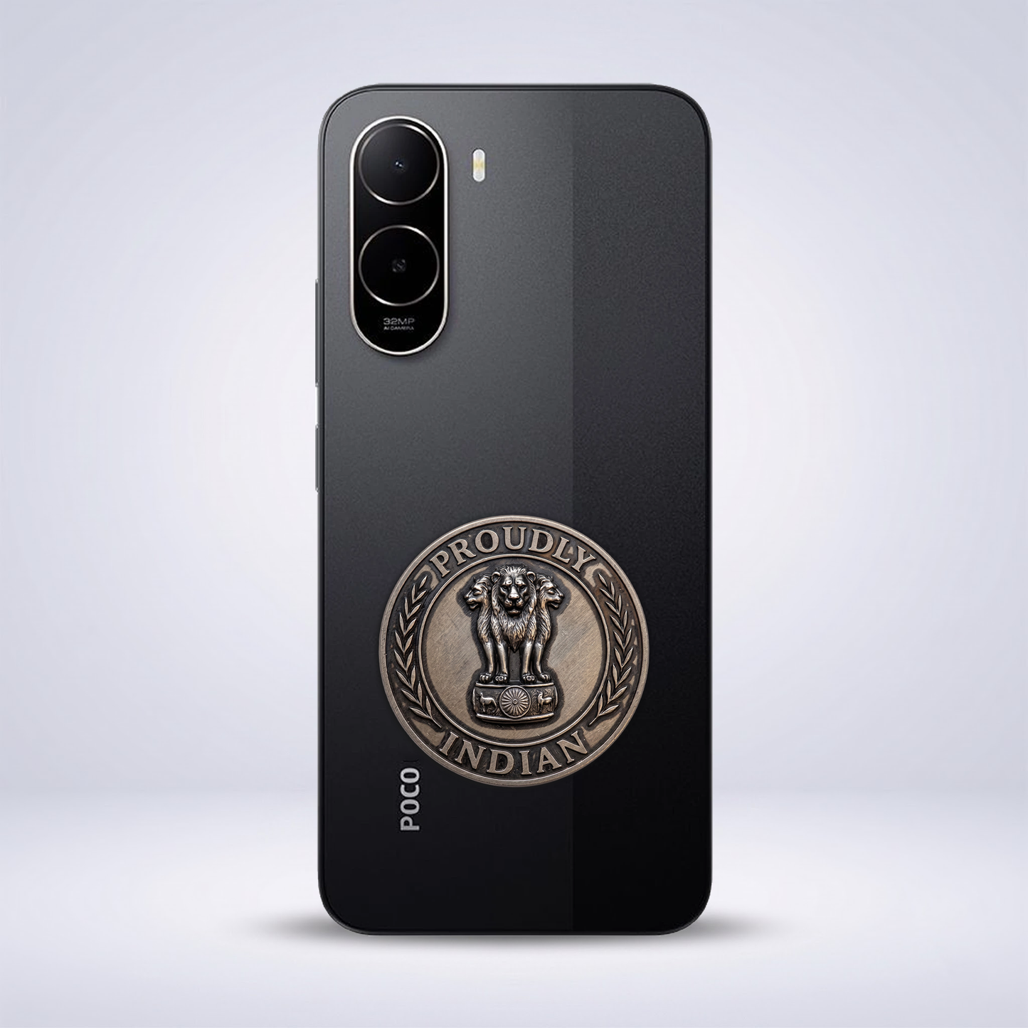 POCO C81 5G Compatible Satyamev Jayate 3D Metal Emblem Sticker