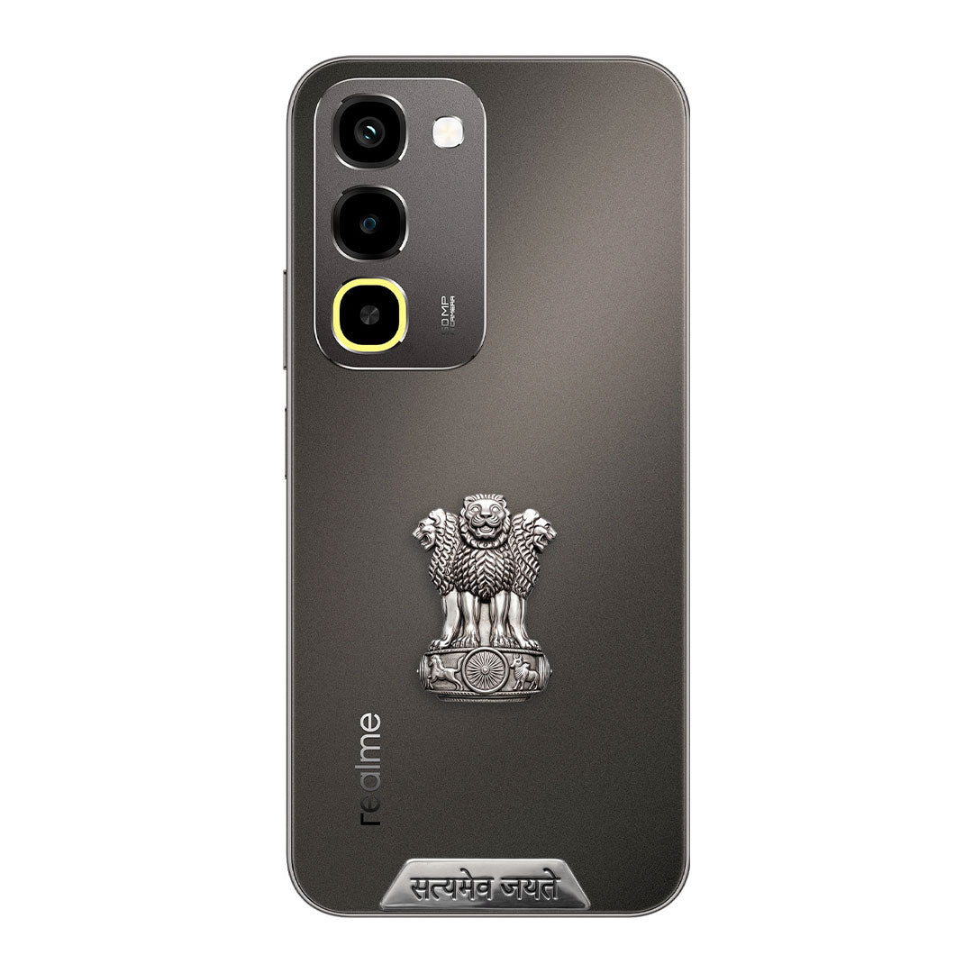 Realme P4R 5G Compatible Satyamev Jayate 3D Metal Emblem Sticker