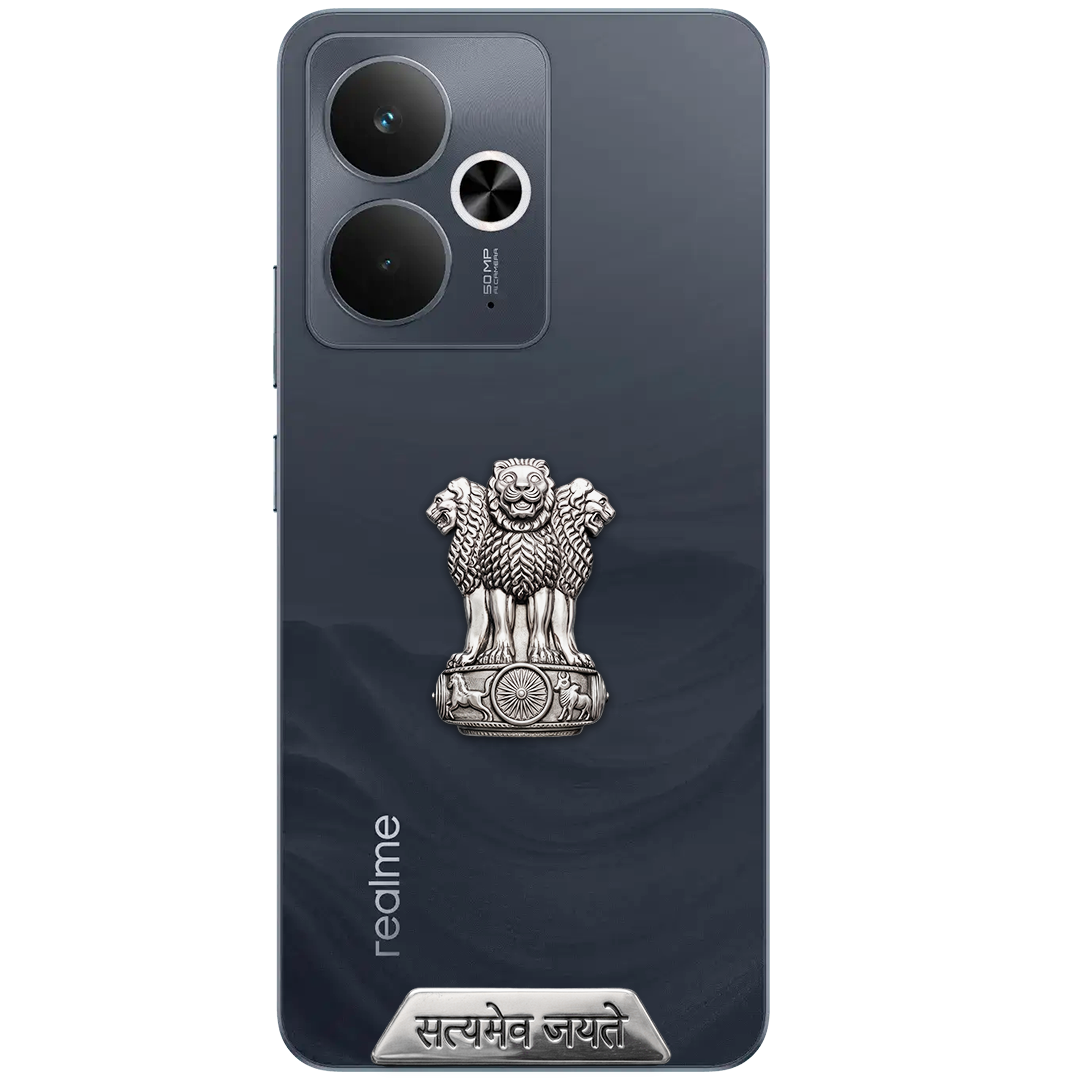 Realme 14T 5G Compatible Satyamev Jayate 3D Metal Emblem Sticker