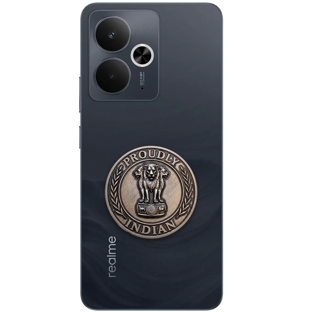 Realme 14T 5G Compatible Satyamev Jayate 3D Metal Emblem Sticker