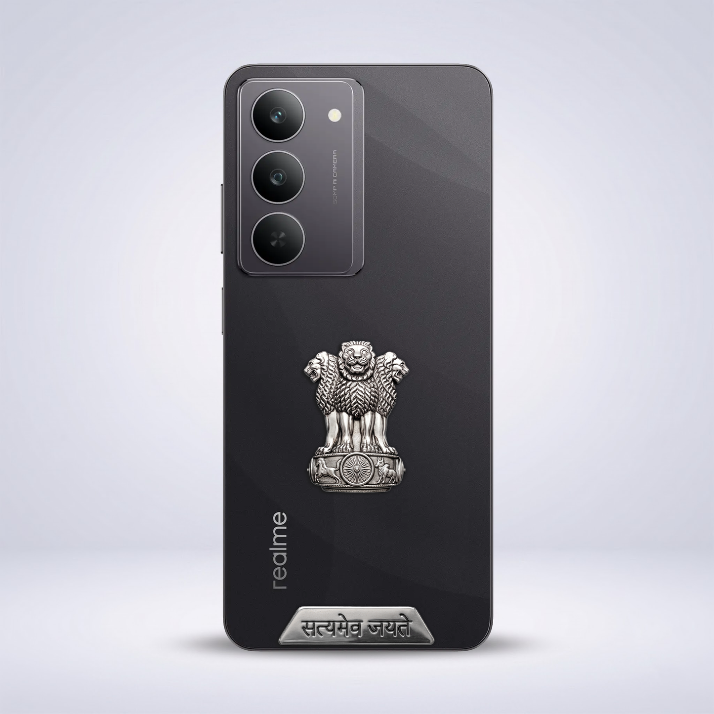 Realme 14X 5G Compatible Satyamev Jayate 3D Metal Emblem Sticker