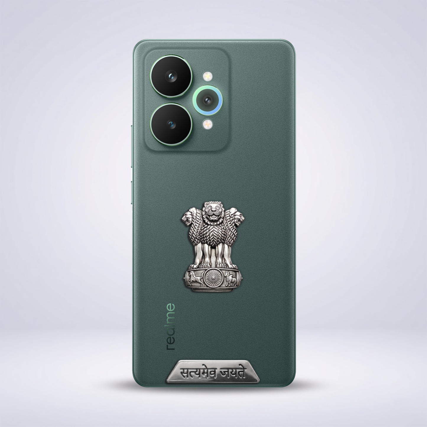 Realme 15 5G Compatible Satyamev Jayate 3D Metal Emblem Sticker