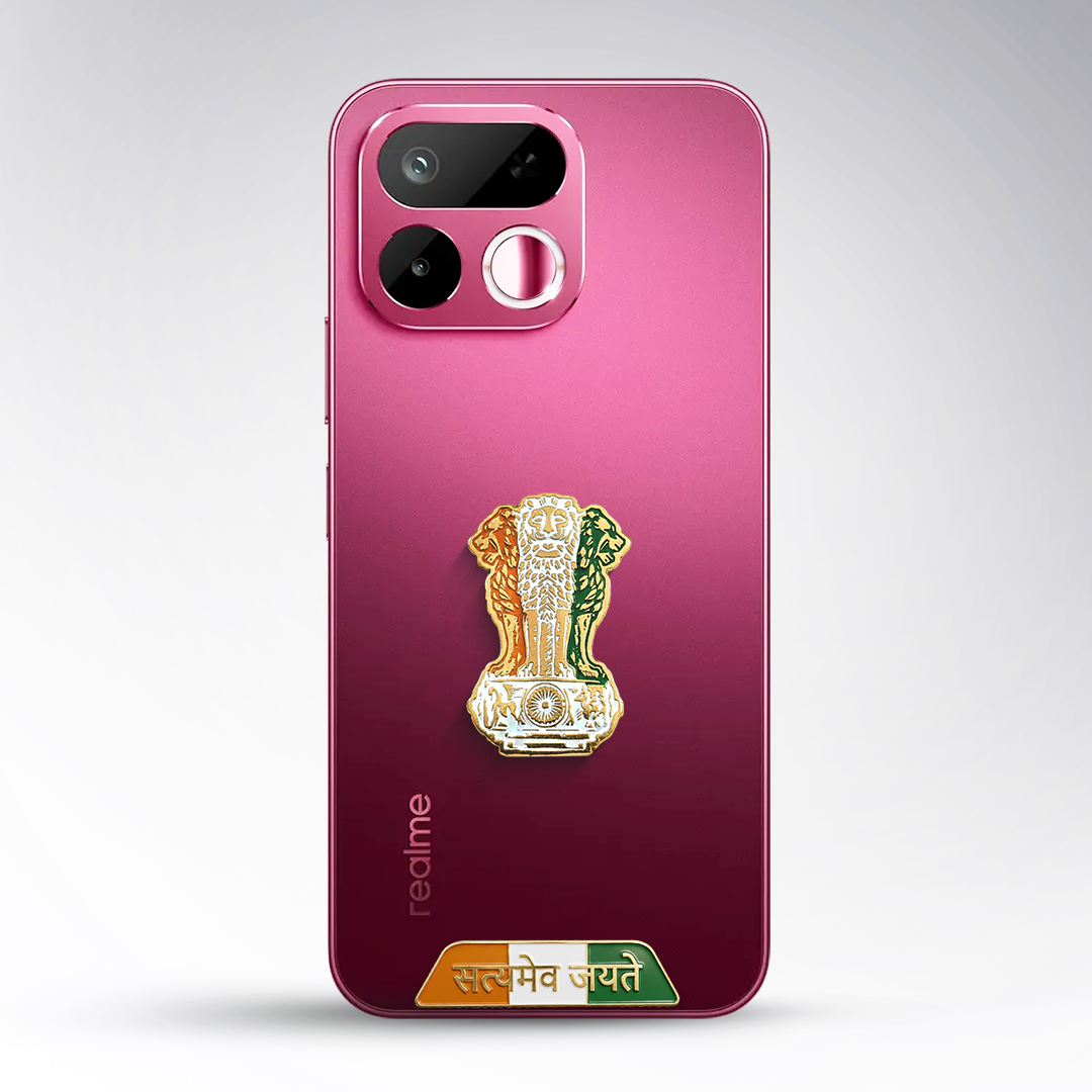 Realme 16T 5G Compatible Satyamev Jayate 3D Metal Emblem Sticker