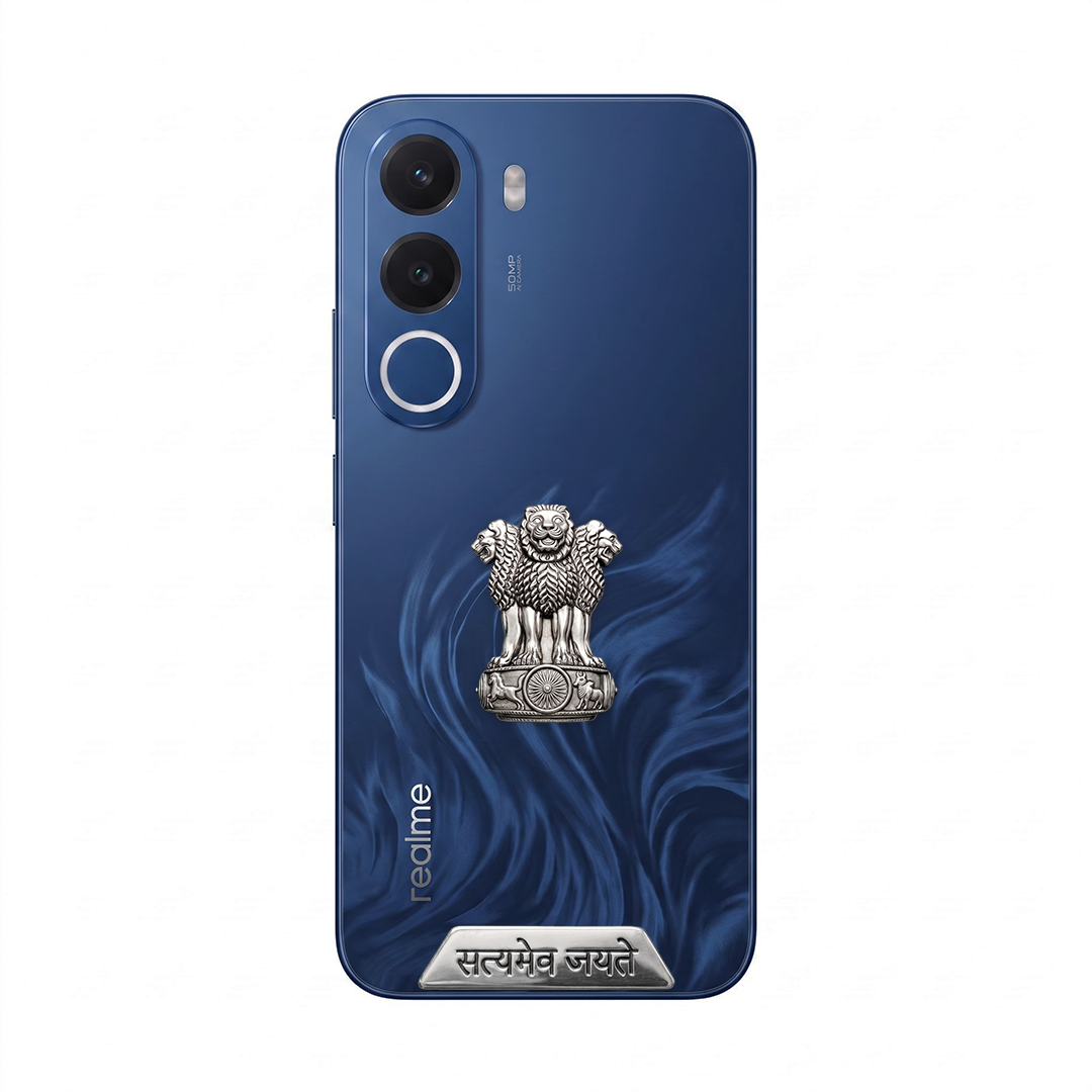 Realme C100x 5G Compatible Satyamev Jayate 3D Metal Emblem Sticker