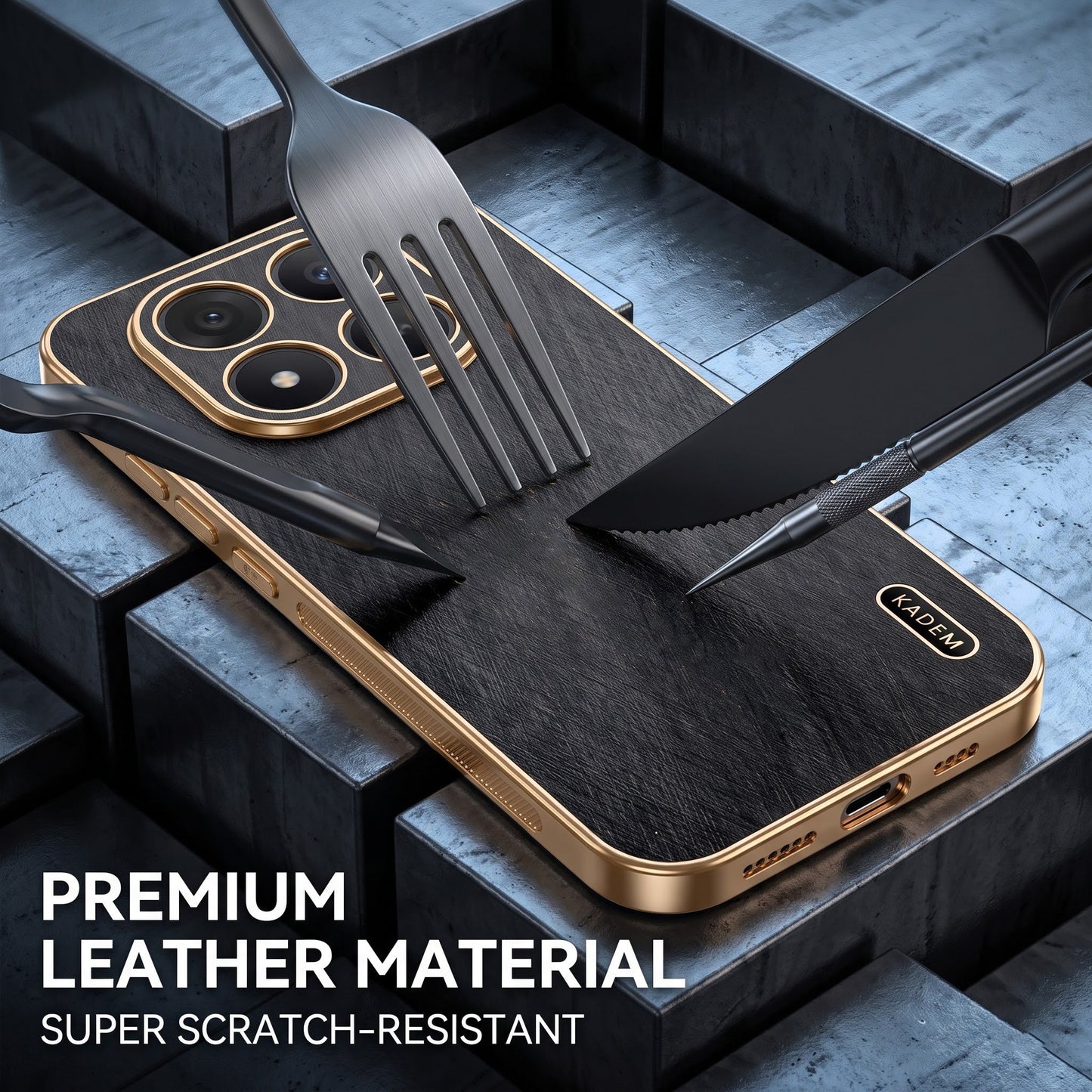 Redmi Note 15 Pro+ 5G Premium Electroplated Frame Gold Thread Pattern Soft Case