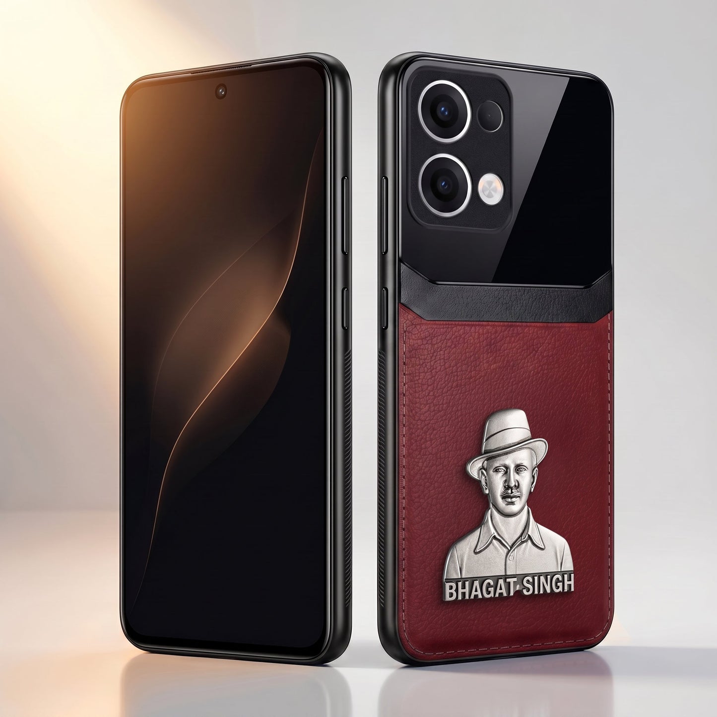 Oppo Reno 13 5G Shaheed Bhagat Singh 3D Metal Leather Back Case