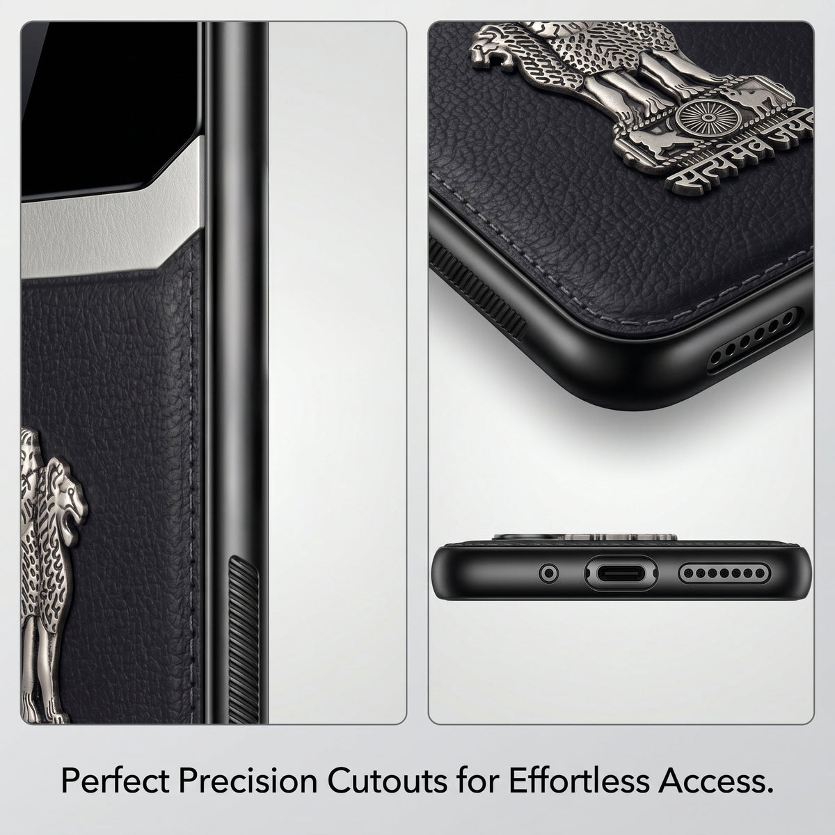 Oppo Reno 13 5G Satyamev Jayate 3D Metal Leather Back Case