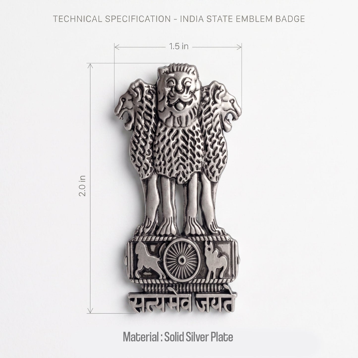Vivo Y100 5G Compatible Satyamev Jayate 3D Metal Emblem Sticker
