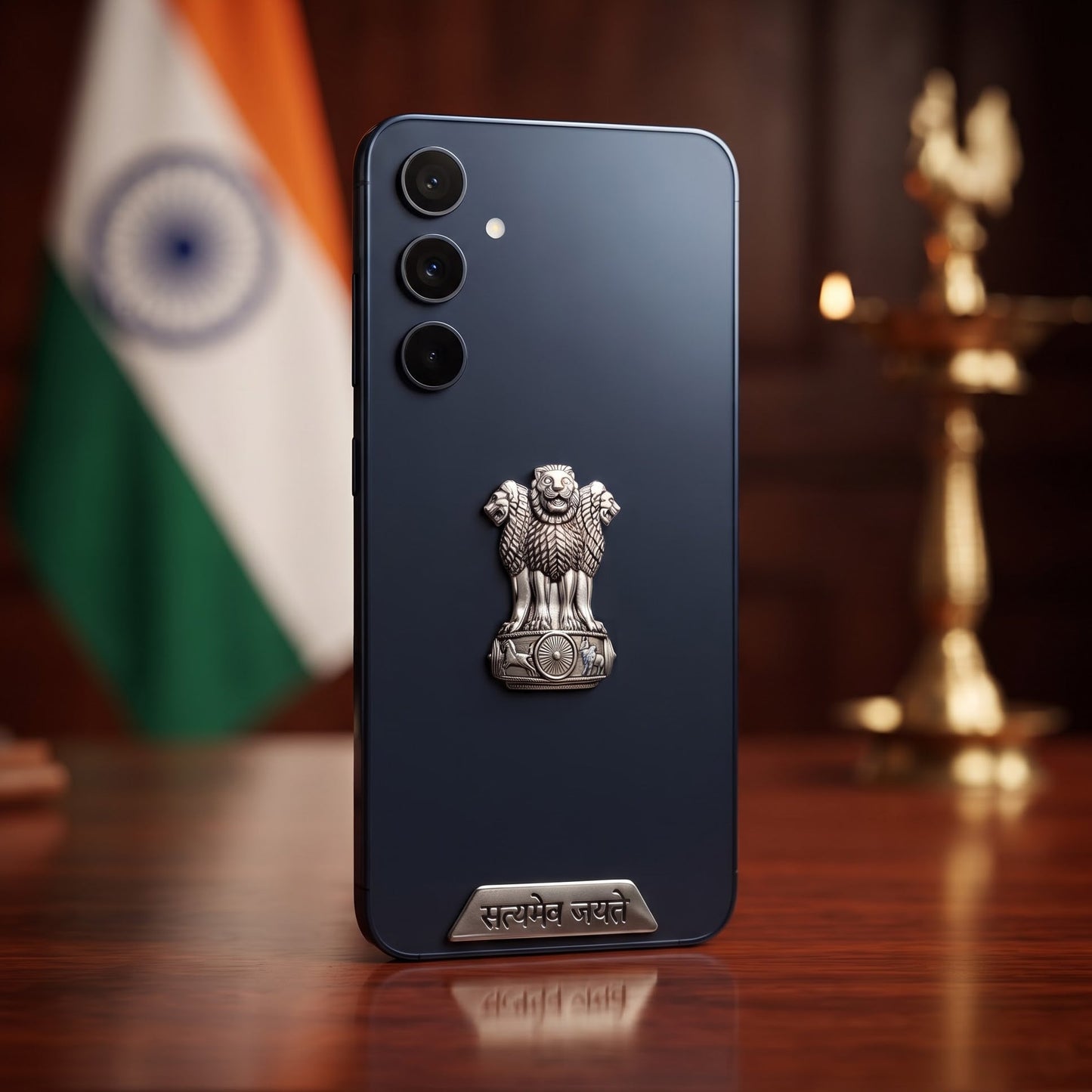 Samsung Galaxy A35 5G Compatible Satyamev Jayate 3D Metal Emblem Sticker