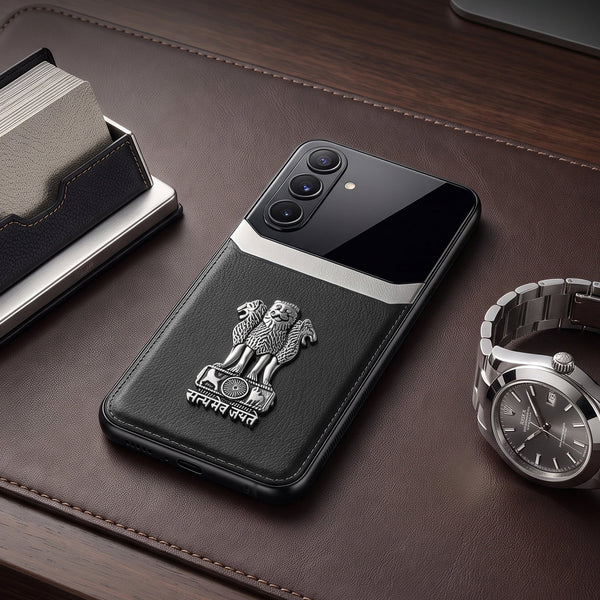 Galaxy A56 5G Satyamev Jayate 3D Metal Leather Back Case