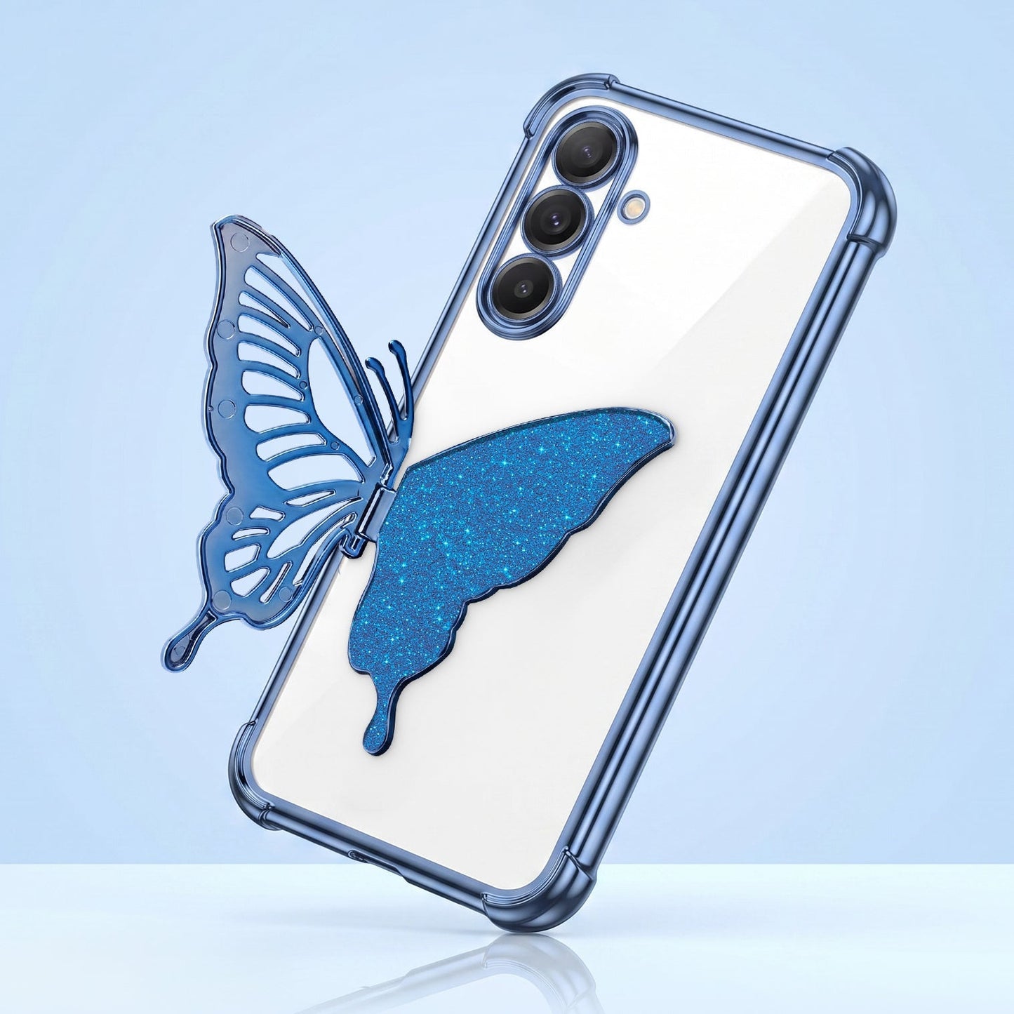 Samsung Galaxy A16 5G Premium Butterfly Glitter Transparent Shockproof Airbag Phone Case