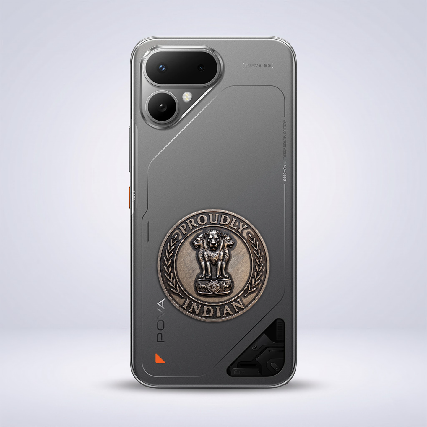 Tecno Pova Curve 2 5G Compatible Satyamev Jayate 3D Metal Emblem Sticker