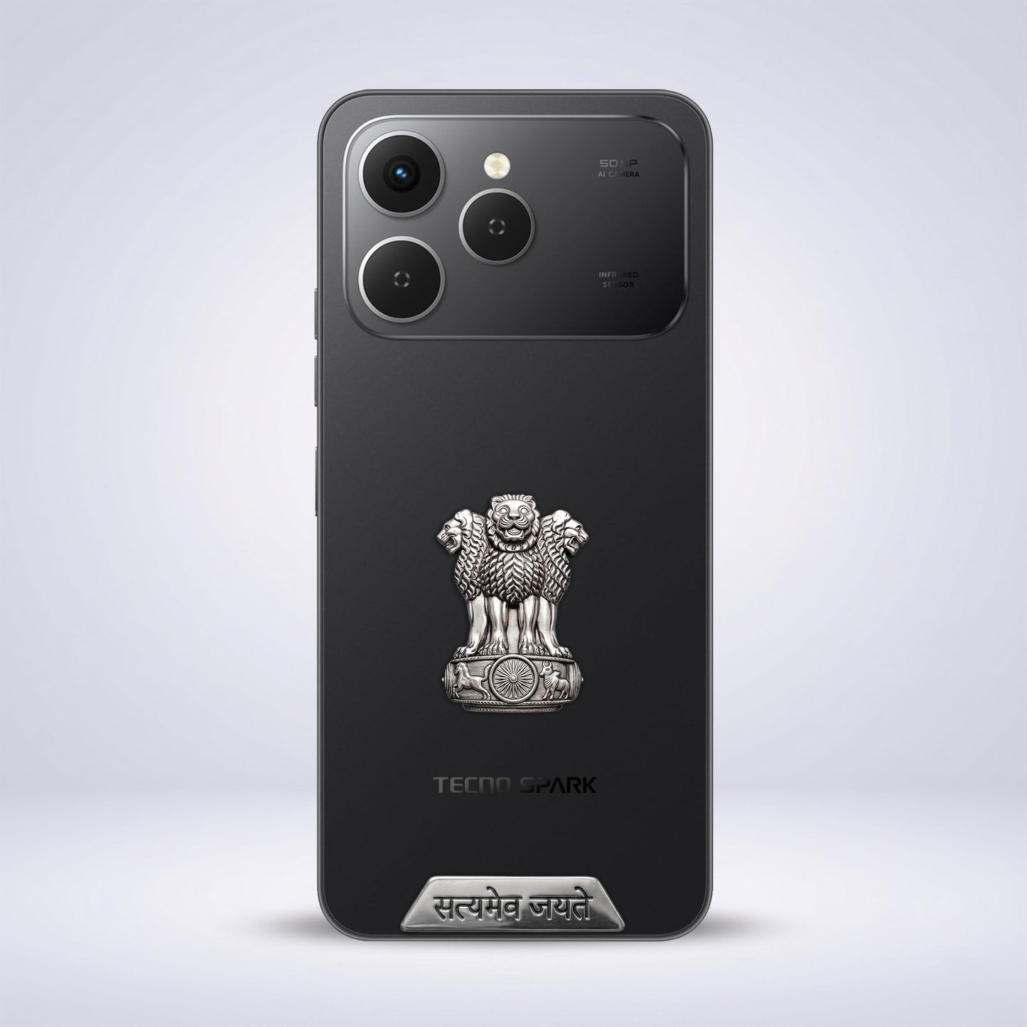 Tecno Spark 40 5G Compatible Satyamev Jayate 3D Metal Emblem Sticker