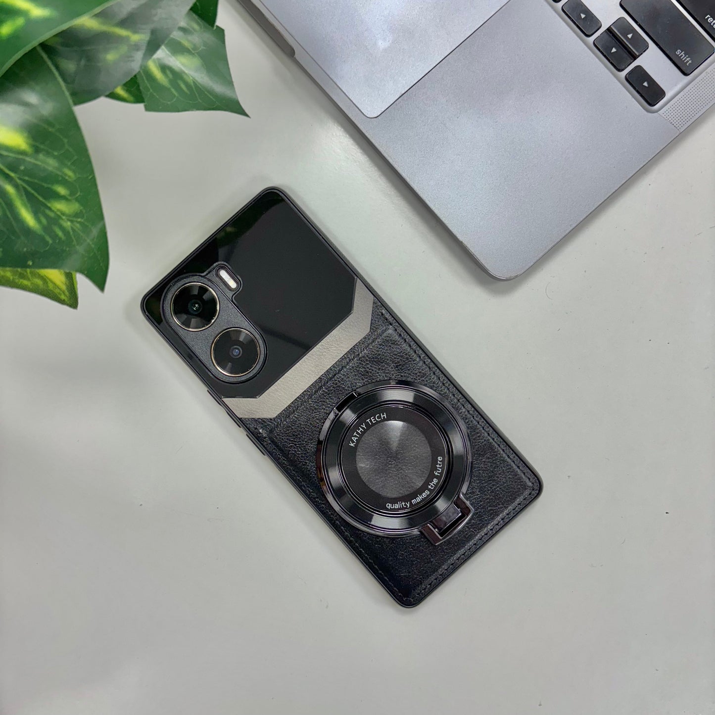 Vivo V29e 5G Original Luxury Leather Lens Magnifier Ring Stand Case