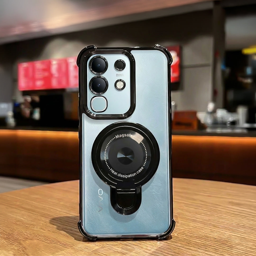 Vivo T4x 5G Luxury Four Corner Invincible Bracket Ring Stand Case