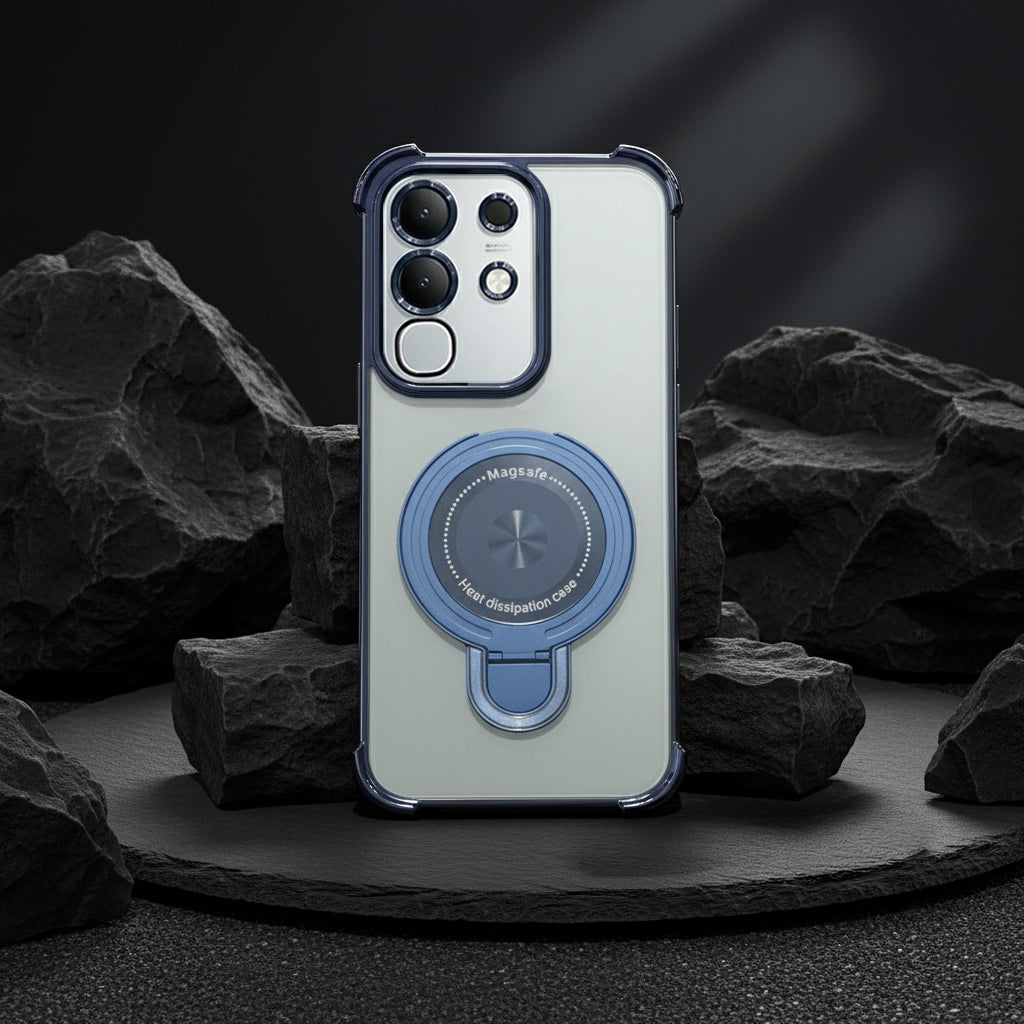 Vivo T4x 5G Luxury Four Corner Invincible Bracket Ring Stand Case