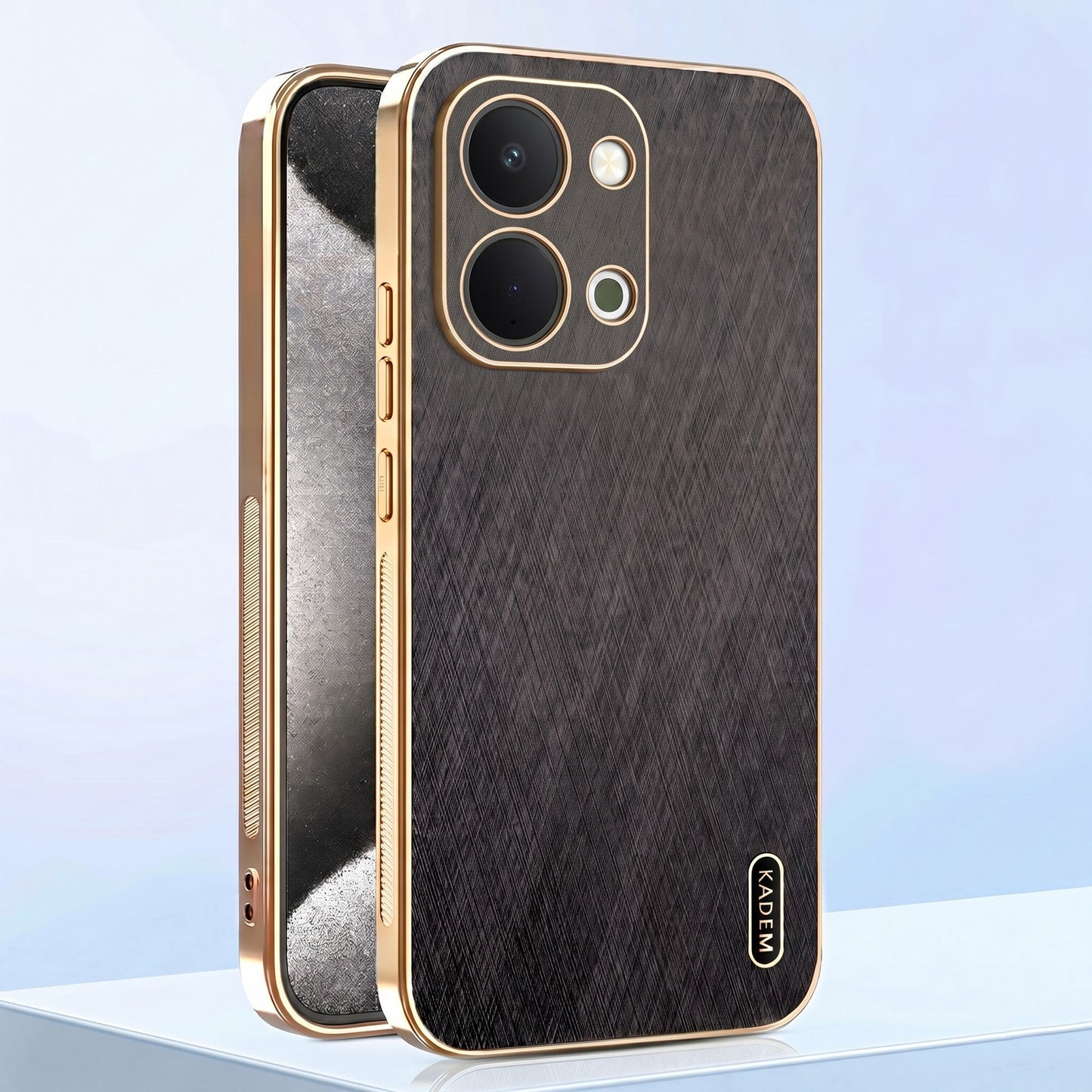 Vivo T5X 5G Premium Electroplated Frame Gold Thread Pattern Soft Case