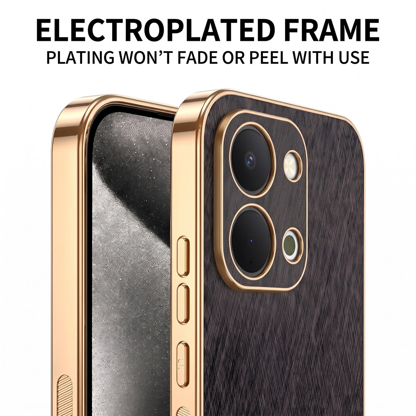 Vivo T5X 5G Premium Electroplated Frame Gold Thread Pattern Soft Case