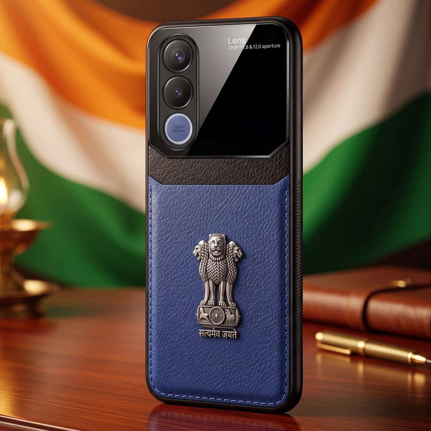 Vivo V70 FE 5G Satyamev Jayate 3D Metal Leather Back Case