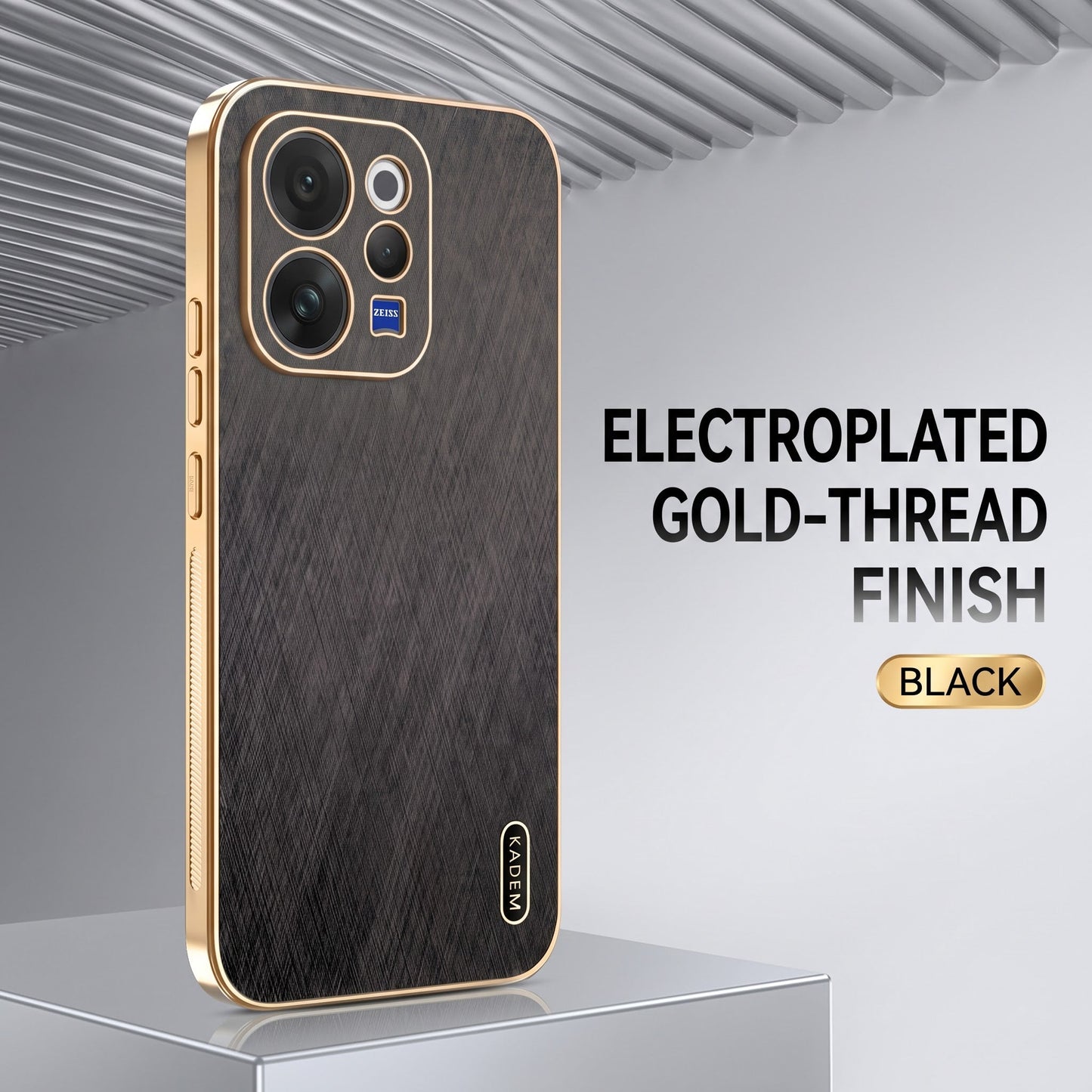Vivo V70 5G Premium Electroplated Frame Gold Thread Pattern Soft Case