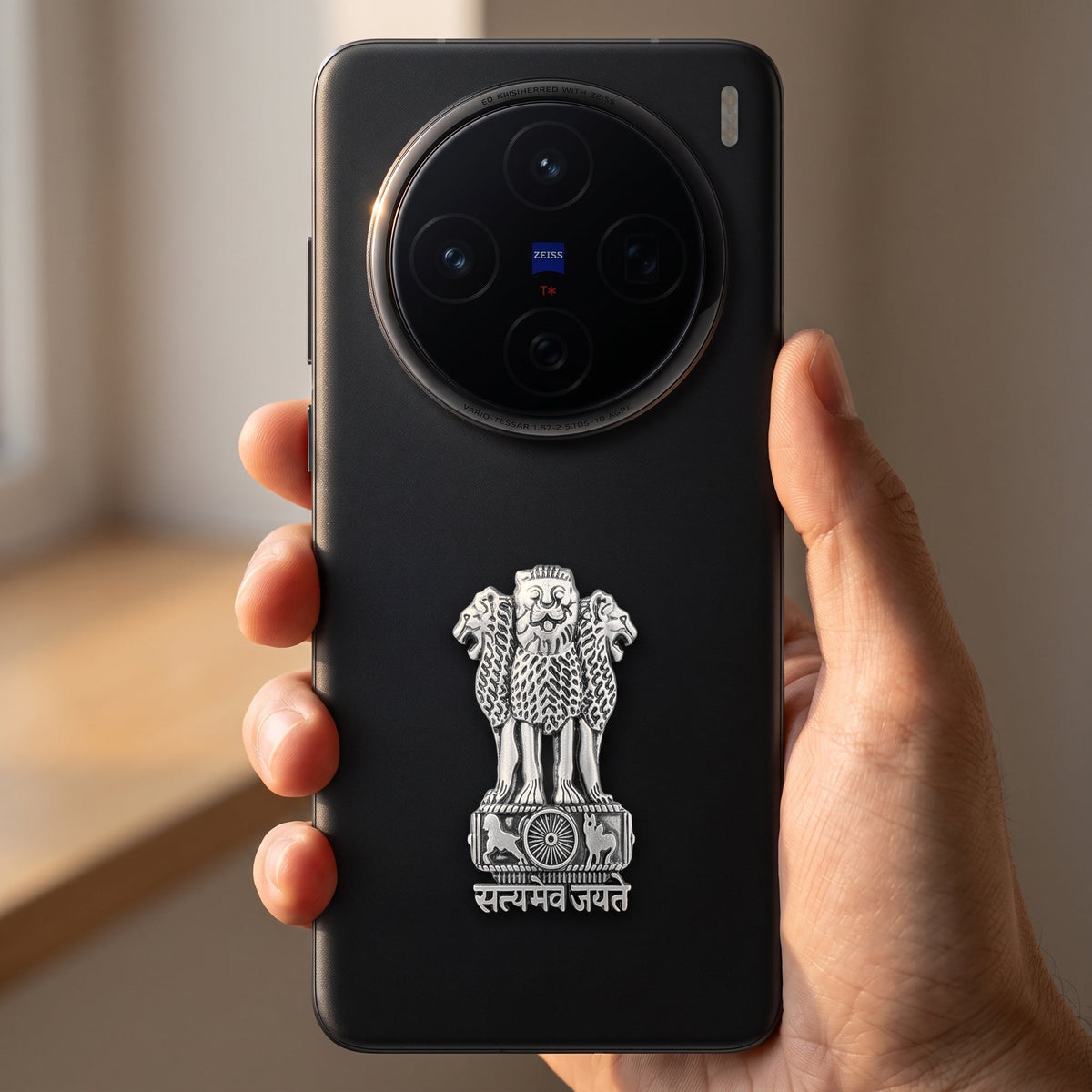 Vivo X200 5G Compatible Satyamev Jayate 3D Metal Emblem Sticker