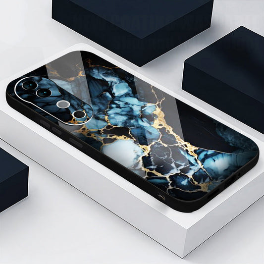 Vivo V40 Pro 5G Premium Acrylic Shockproof Glass Back Case (Blue Marble)