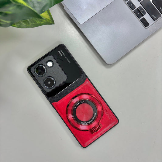 Vivo Y200 Pro 5G Original Luxury Leather Lens Magnifier Ring Stand Case