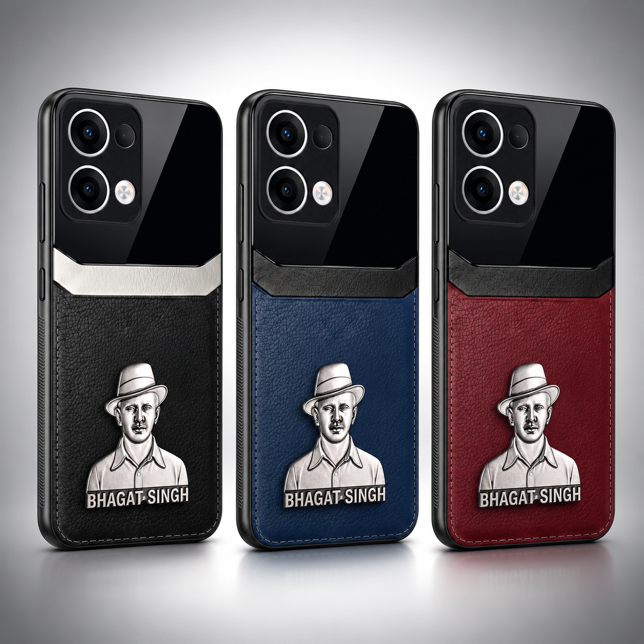 Oppo Reno 13 5G Shaheed Bhagat Singh 3D Metal Leather Back Case