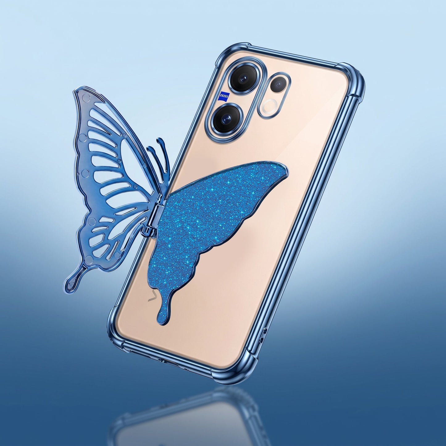 Vivo V60 5G Premium Butterfly Glitter Transparent Shockproof Airbag Phone Case