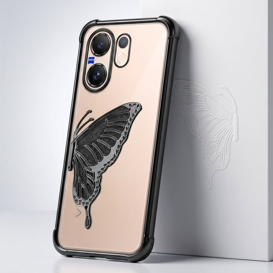 Vivo V60 5G Premium Butterfly Glitter Transparent Shockproof Airbag Phone Case