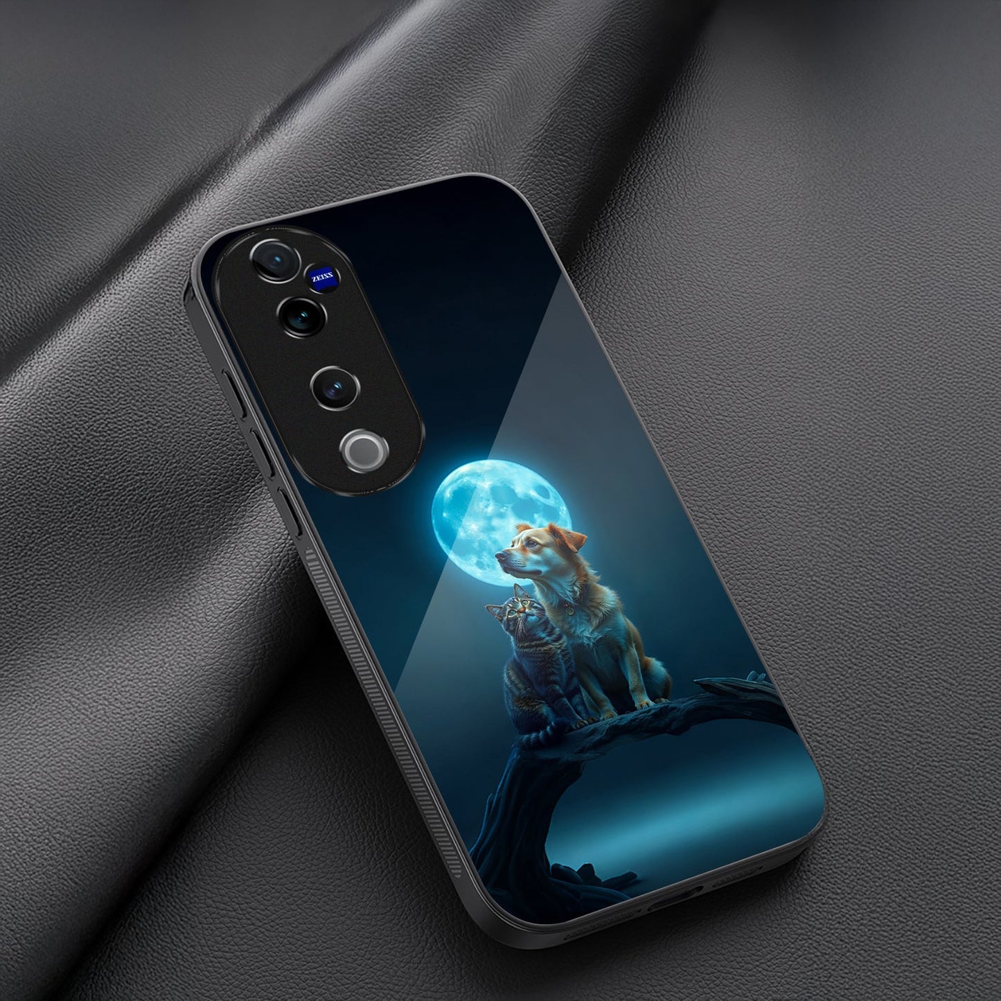 Vivo V40 Pro 5G Premium Acrylic Shockproof Glass Back Case (Dog&Cat Love)