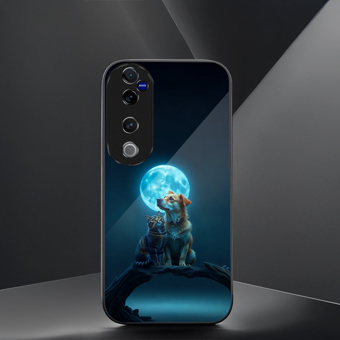 Vivo V40 Pro 5G Premium Acrylic Shockproof Glass Back Case (Dog&Cat Love)