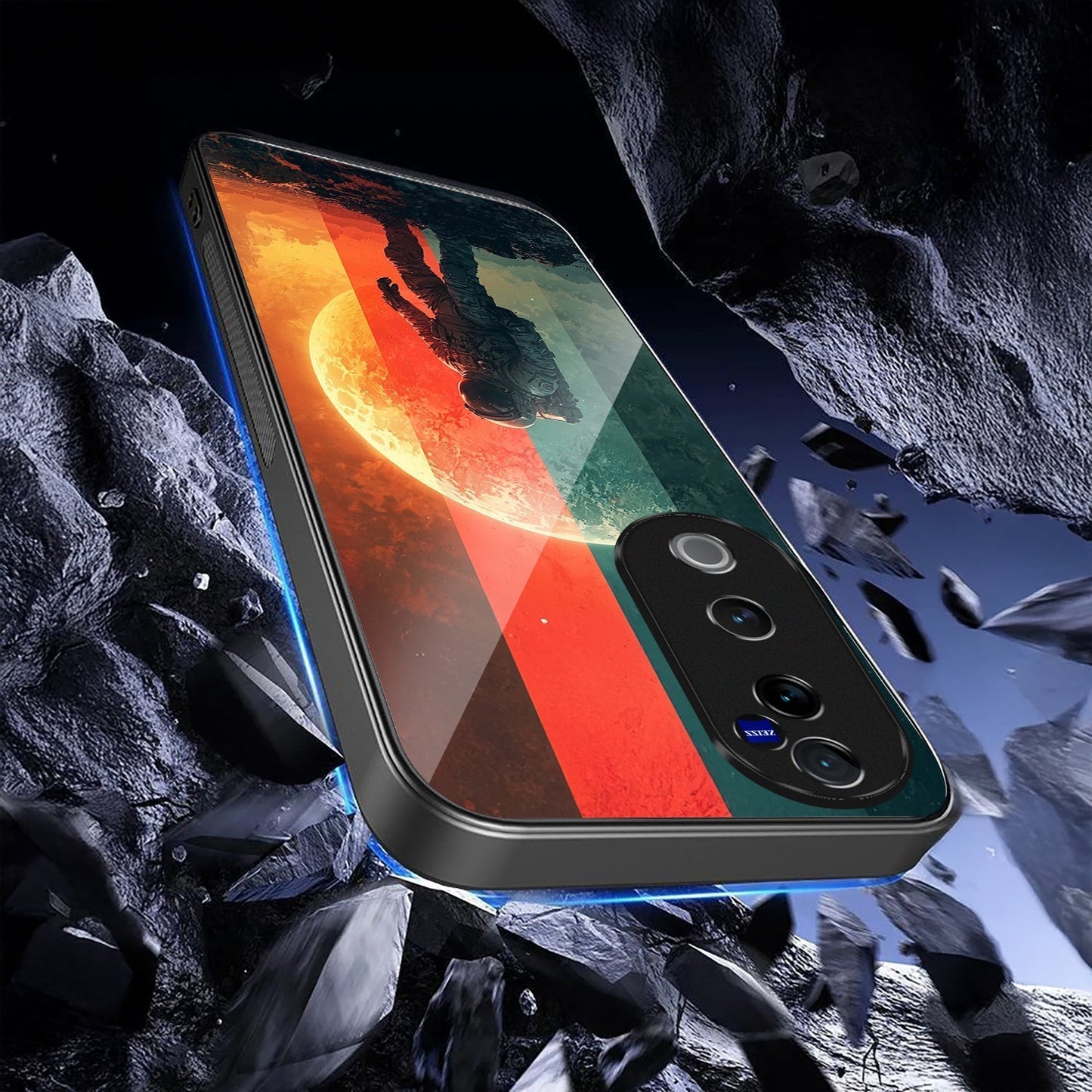 Vivo V40 Pro 5G Premium Acrylic Shockproof Glass Back Case (Eclipse Explorer)