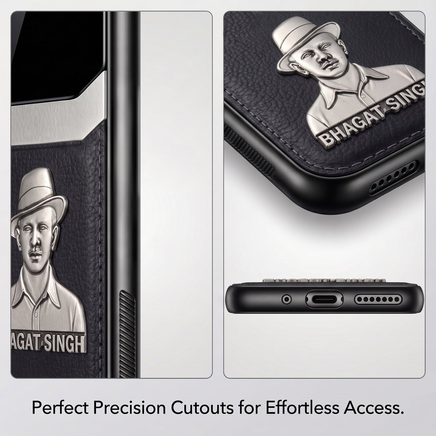 Redmi Note 14 Pro+ 5G Shaheed Bhagat Singh 3D Metal Leather Back Case
