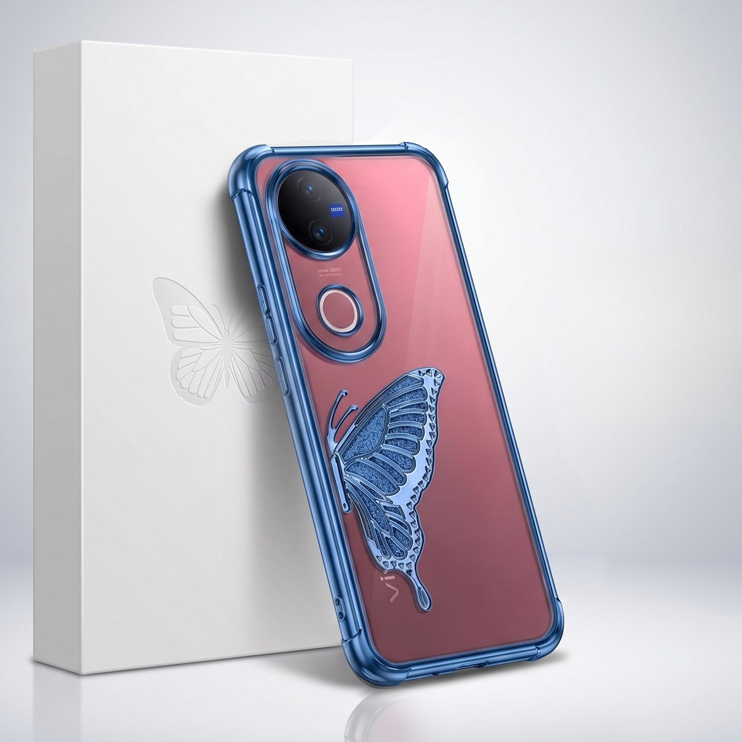 Vivo V50 5G Premium Butterfly Glitter Transparent Shockproof Airbag Phone Case